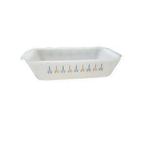 Fire-King Anchor‎ Hocking White Milk Glass Loaf Pan Atomic Starburst Vintage